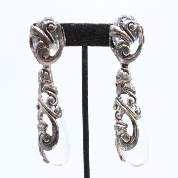 Isabel Canovas French Paris Couture Clear Lucite Resin Large Massive Long Dangle - Picture 4 of 9